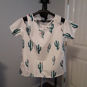 💋Cactus print cute top